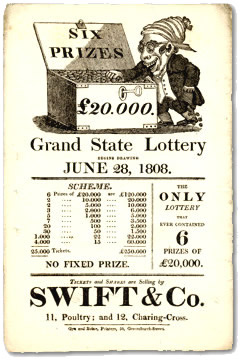 Lottery Handbill issued by Swift & Co, 1808